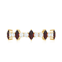 Natural Marquise Garnet Half Eternity Ring with Diamond