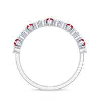 Natural Marquise Ruby Diamond Half Eternity Ring