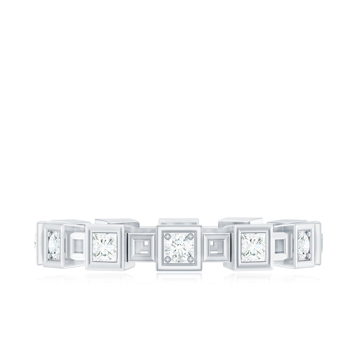 Princess Cut Moissanite Contemporary Wedding Band Ring