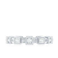 Princess Cut Moissanite Contemporary Wedding Band Ring