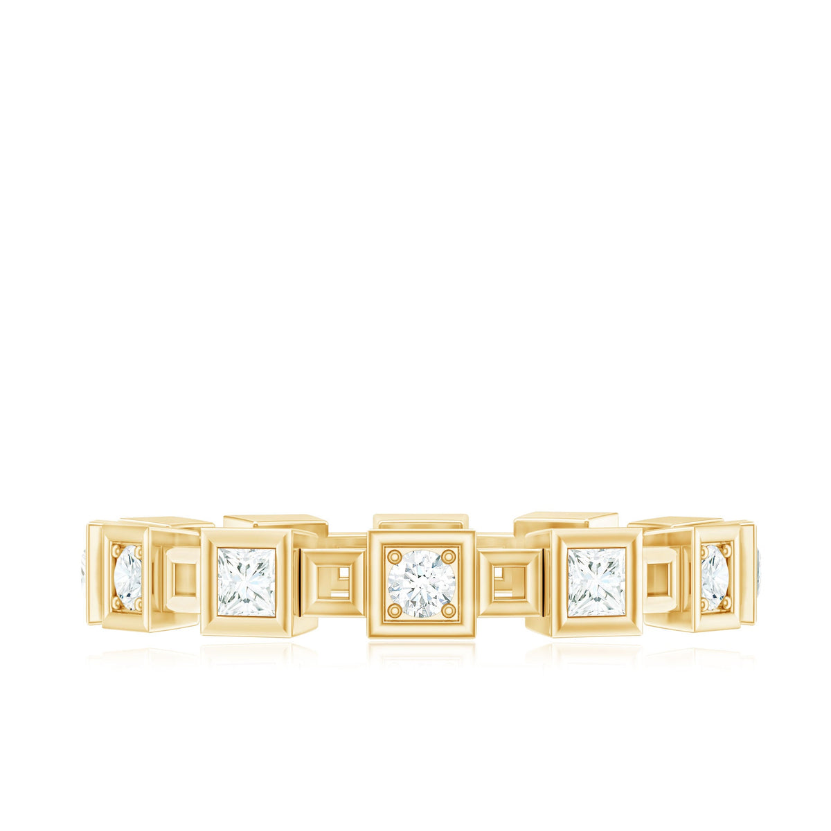Princess Cut Moissanite Contemporary Wedding Band Ring