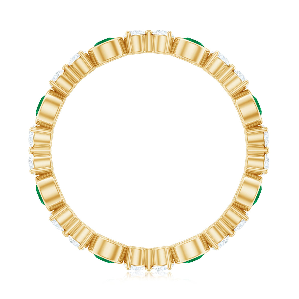 Natural Emerald Diamond Eternity Ring with Certificate