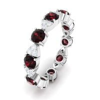 Natural Garnet Diamond Eternity Ring with Certificate