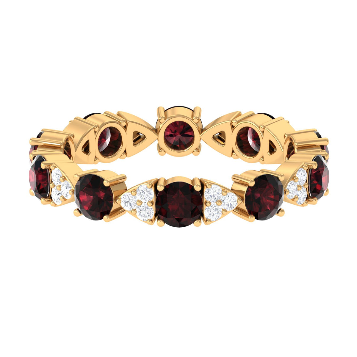 Natural Garnet Diamond Eternity Ring with Certificate