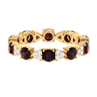 Natural Garnet Diamond Eternity Ring with Certificate