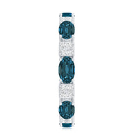 Oval London Blue Topaz Full Eternity Band Ring with Diamond