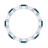 Oval London Blue Topaz Full Eternity Band Ring with Diamond