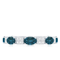 Oval London Blue Topaz Full Eternity Band Ring with Diamond