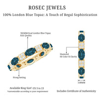 Oval London Blue Topaz Full Eternity Band Ring with Diamond