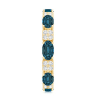 Oval London Blue Topaz Full Eternity Band Ring with Diamond