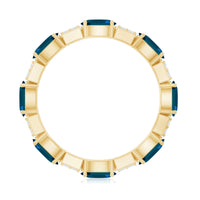 Oval London Blue Topaz Full Eternity Band Ring with Diamond