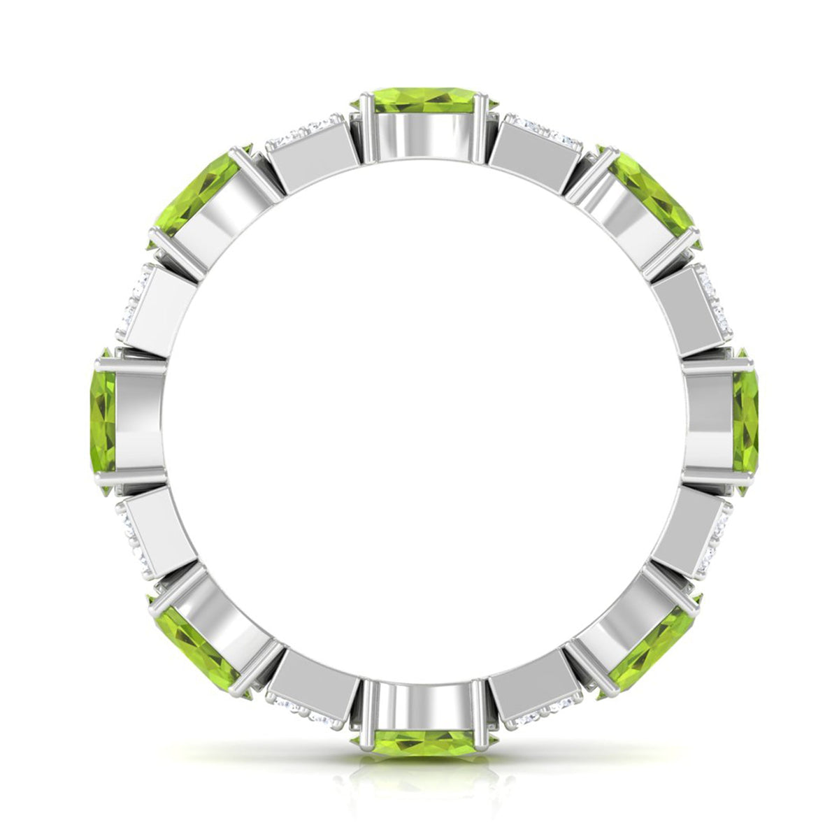 Oval Cut Peridot and Diamond Eternity Ring