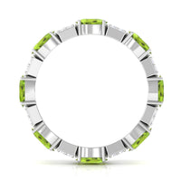 Oval Cut Peridot and Diamond Eternity Ring