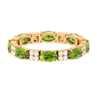 Oval Cut Peridot and Diamond Eternity Ring
