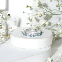 Real Aquamarine and Diamond Full Eternity Ring