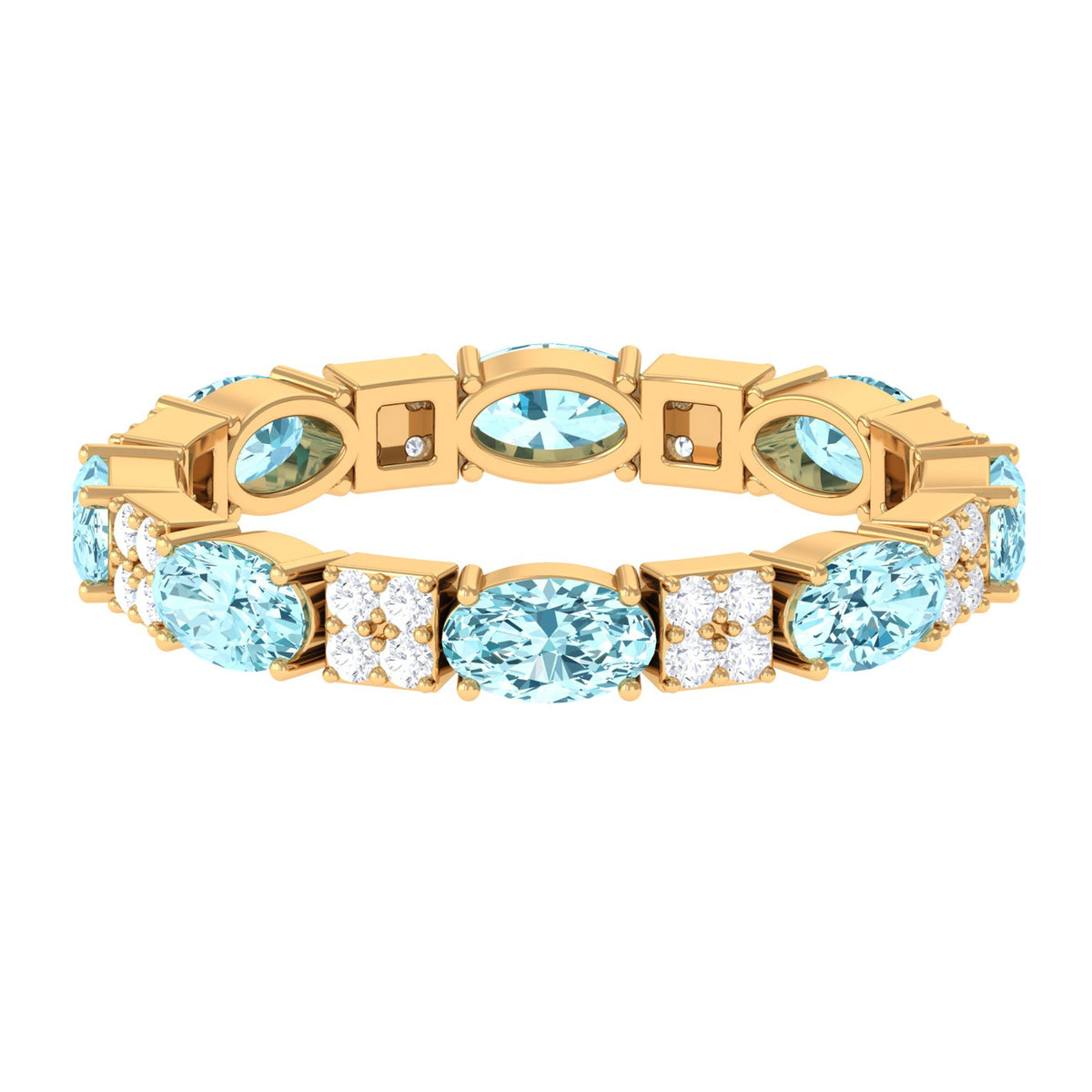 Real Aquamarine and Diamond Full Eternity Ring
