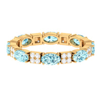 Real Aquamarine and Diamond Full Eternity Ring