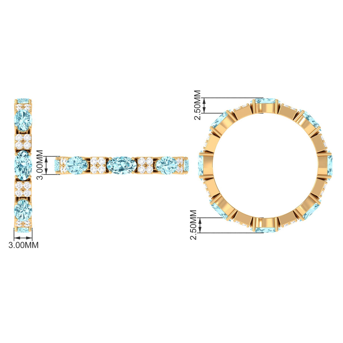 Real Aquamarine and Diamond Full Eternity Ring