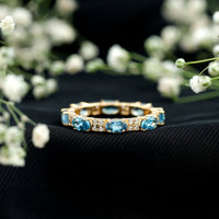 Real Aquamarine and Diamond Full Eternity Ring