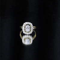Oval Cubic Zirconia Halo Statement Engagement Ring