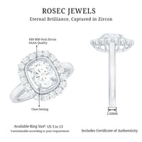 Oval Cubic Zirconia Halo Statement Engagement Ring