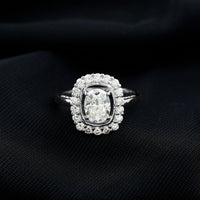 Oval Cubic Zirconia Halo Statement Engagement Ring