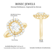 Oval Cubic Zirconia Halo Statement Engagement Ring