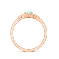Oval Cut Certified Ethiopian Opal Vintage Inspired Engagement Ring with Diamond