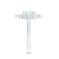 Oval Cut Certified Ethiopian Opal Vintage Inspired Engagement Ring with Diamond