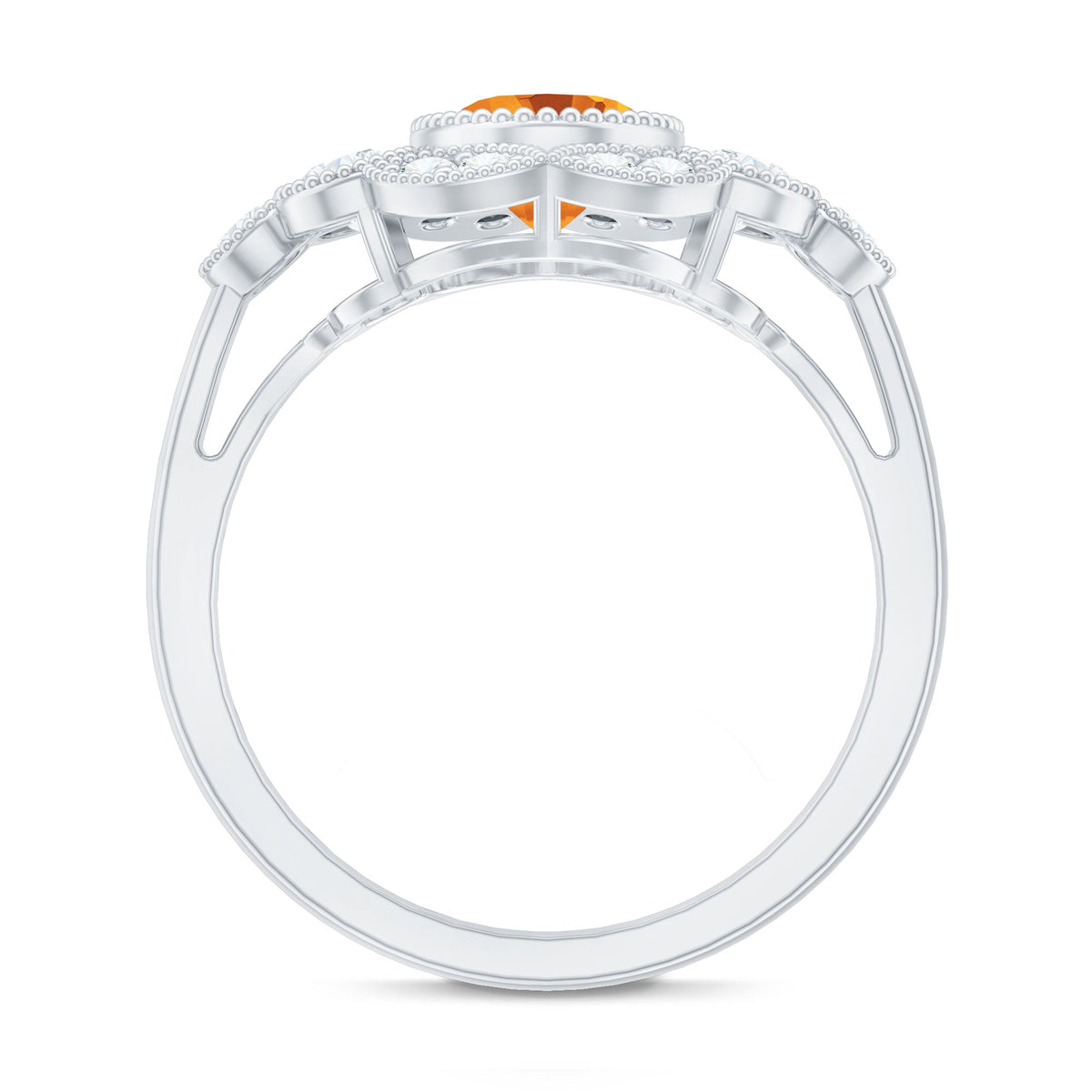 Vintage Looking Citrine Huge Engagement Ring with Moissanite