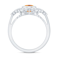 Vintage Looking Citrine Huge Engagement Ring with Moissanite