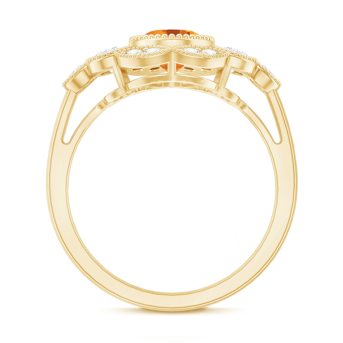 Vintage Looking Citrine Huge Engagement Ring with Moissanite