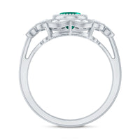 Certified Oval Lab Grown Emerald Antique Looking Engagement Ring