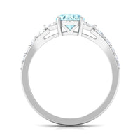 1 Carat Oval Aquamarine Engagement Ring with Diamond