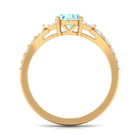1 Carat Oval Aquamarine Engagement Ring with Diamond
