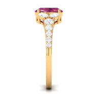 Split Shank Oval Pink Tourmaline Solitaire Engagement Ring with Moissanite
