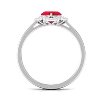 1 CT Lab Created Ruby Heart Engagement Ring with Diamond Accent