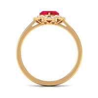 1 CT Lab Created Ruby Heart Engagement Ring with Diamond Accent