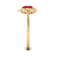 1 CT Lab Created Ruby Heart Engagement Ring with Diamond Accent