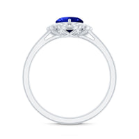 1 Carat Heart Lab Grown Blue Sapphire Designer Engagement Ring with Diamond