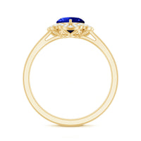 1 Carat Heart Lab Grown Blue Sapphire Designer Engagement Ring with Diamond