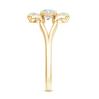 Certified Moissanite Floral Engagement Ring with Split Shank