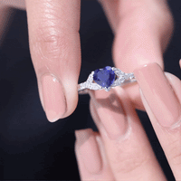 Certified 0.9 Carat Lab Grown Blue Sapphire Heart Engagement Ring with Real Diamond