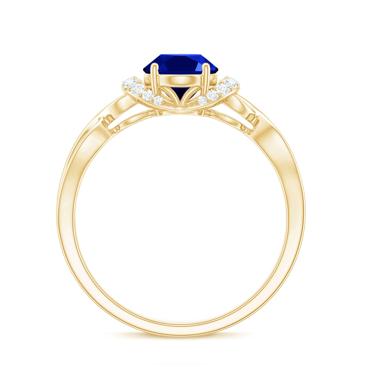 Certified 1.5 Carat Lab Grown Blue Sapphire Diamond Oval Engagement Ring with Crossover Shank
