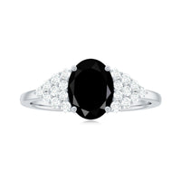 1.9 Carat Lab Grown Black Diamond Oval Engagement Ring with White Diamond