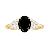 1.9 Carat Lab Grown Black Diamond Oval Engagement Ring with White Diamond