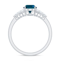 6X8mm Oval Cut London Blue Topaz Classic Engagement Ring with Diamond