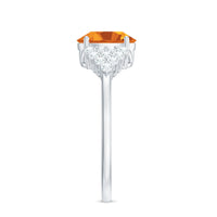 Natural Yellow Citrine Oval Engagement Ring with Diamond Side Stones