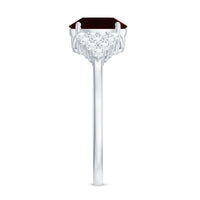 Certified Real 6X8mm Garnet Oval Engagement Ring with Diamond