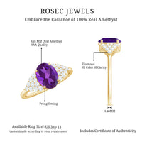 1 Carat Oval Amethyst Engagement Ring with Diamond